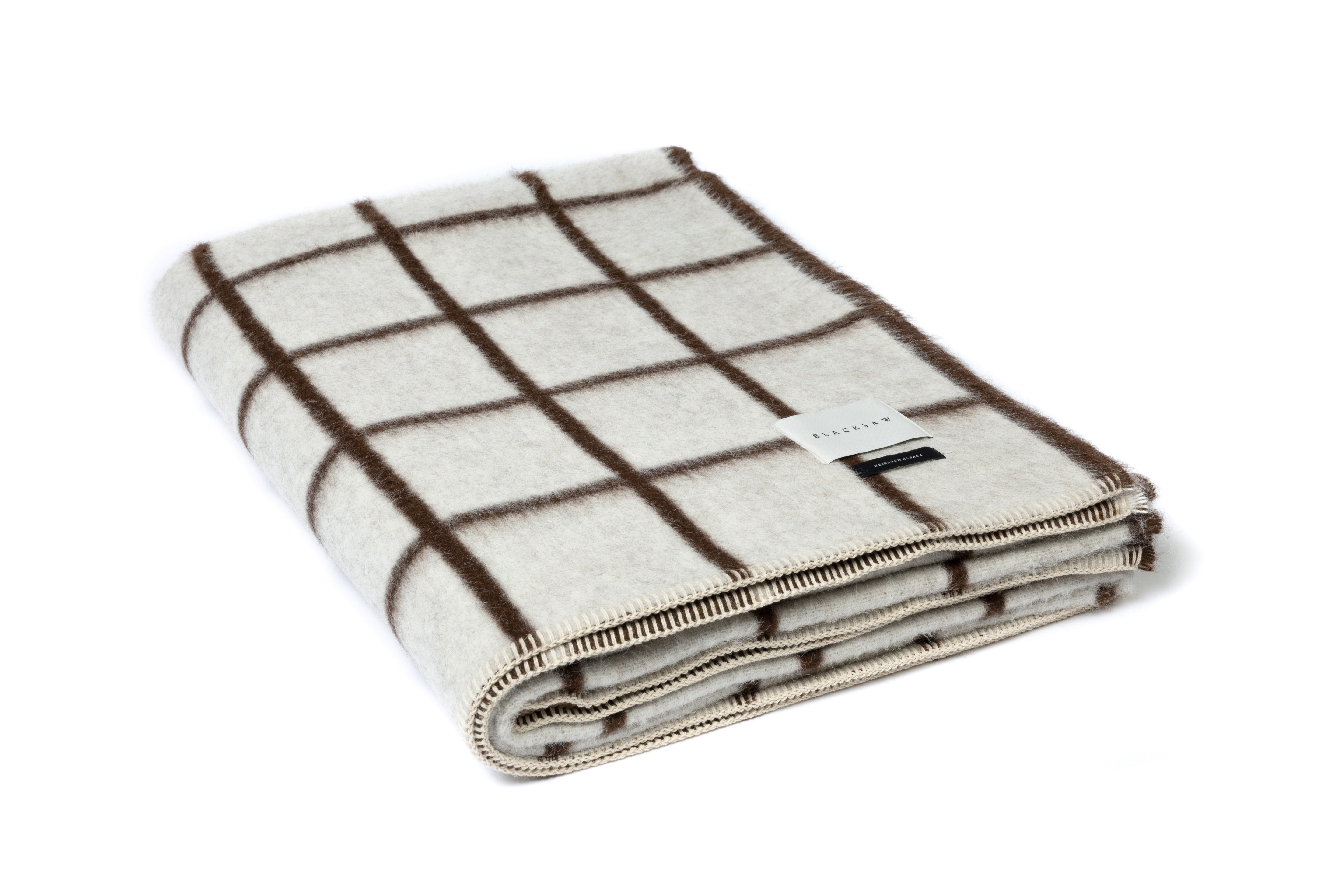 Umi Heirloom Blanket - Zero Dye in Ivory / Coffee Grid